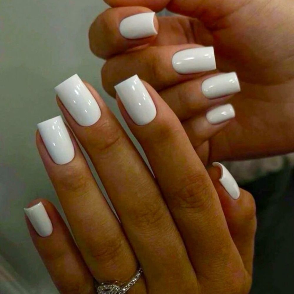 Y2K Indie Clean Girl White 24 Piece Square Press On Nails - Picture 2 of 9